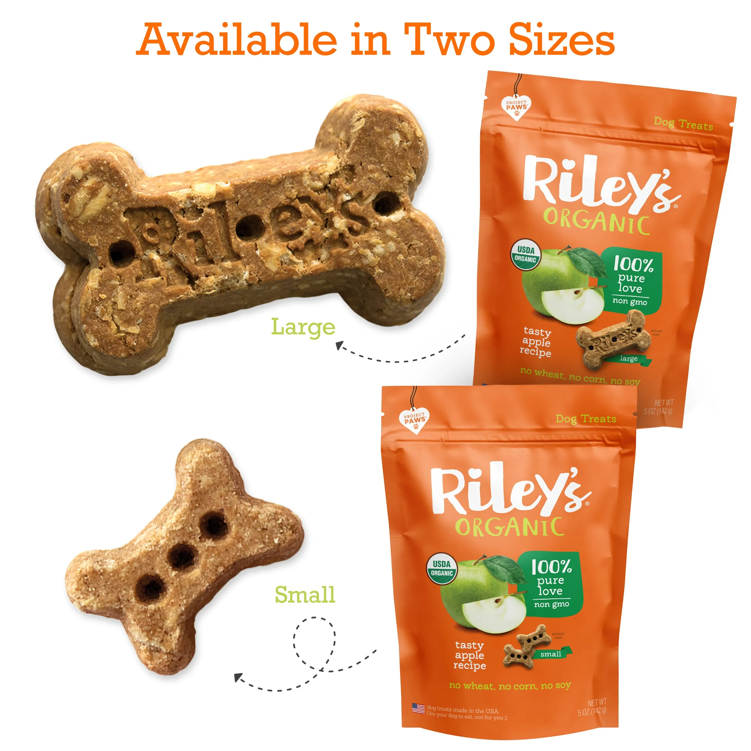 Tasty Organic Apple Baked Biscuits - Large Bone - (5oz)