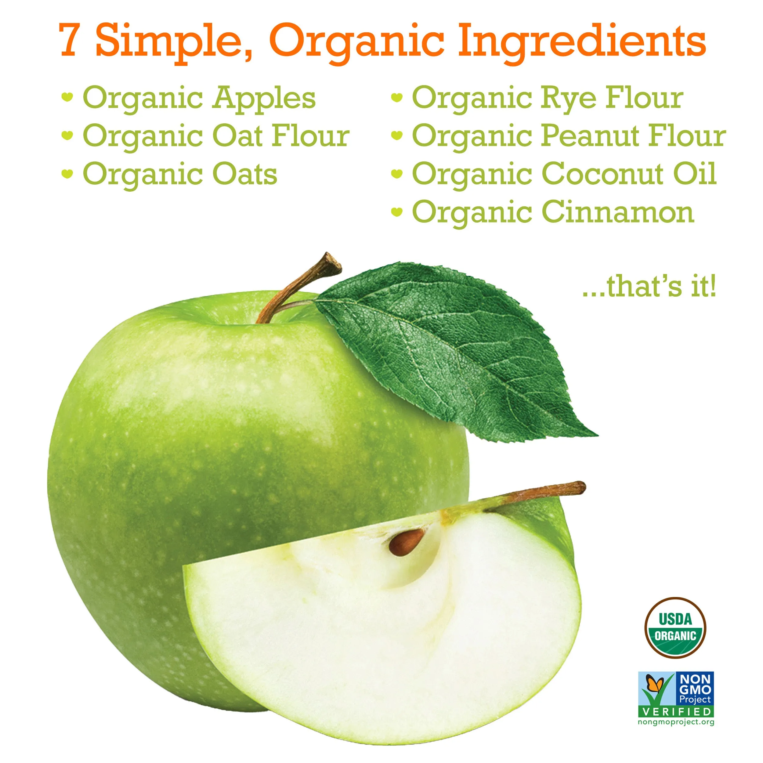 Tasty Organic Apple Baked Biscuits - Large Bone - (5oz)