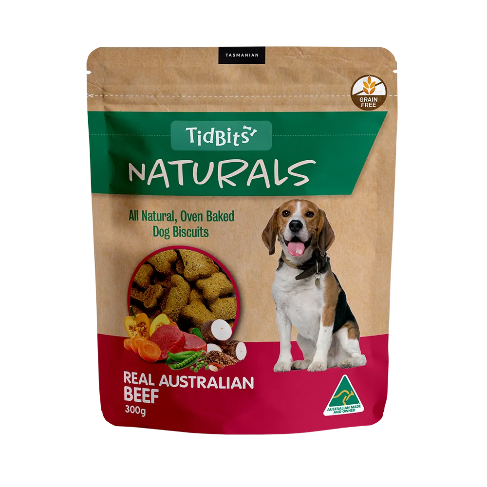 TidBits - Naturals Grain Free Beef Dog Biscuits (300g)