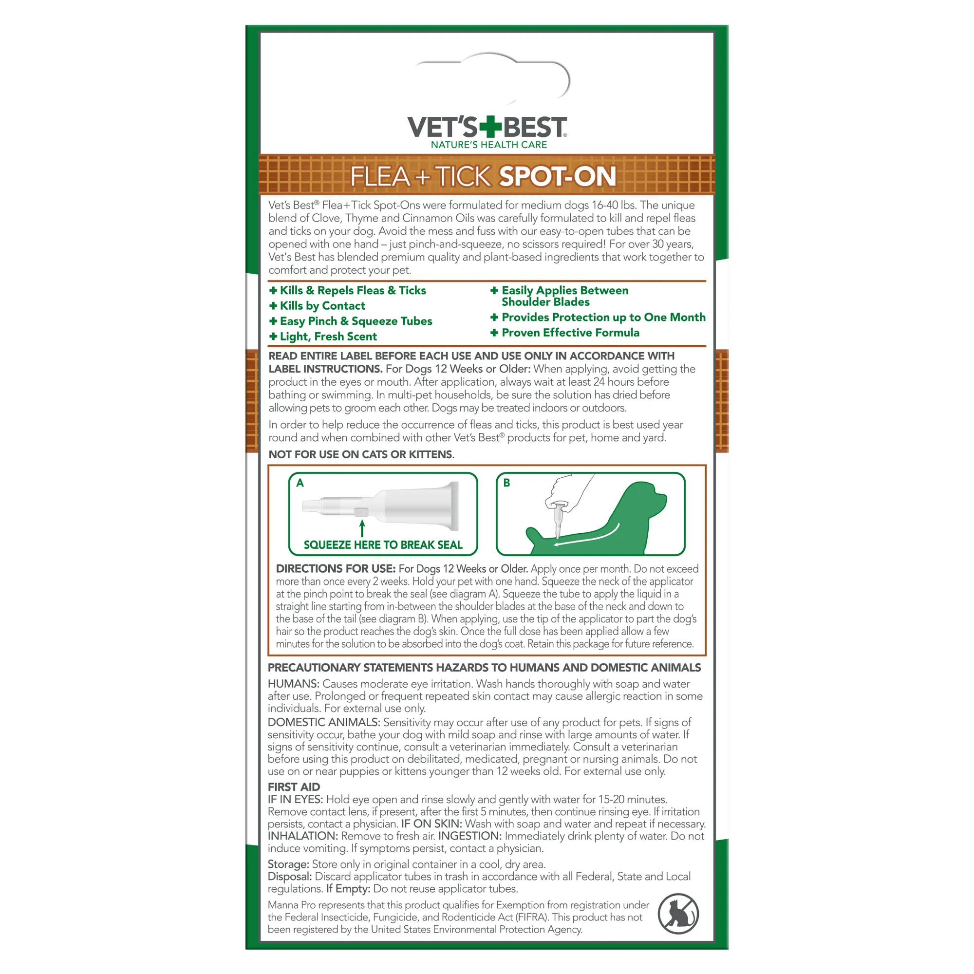 Vet's Best Flea and Tick Spot-On Medium 4ct.