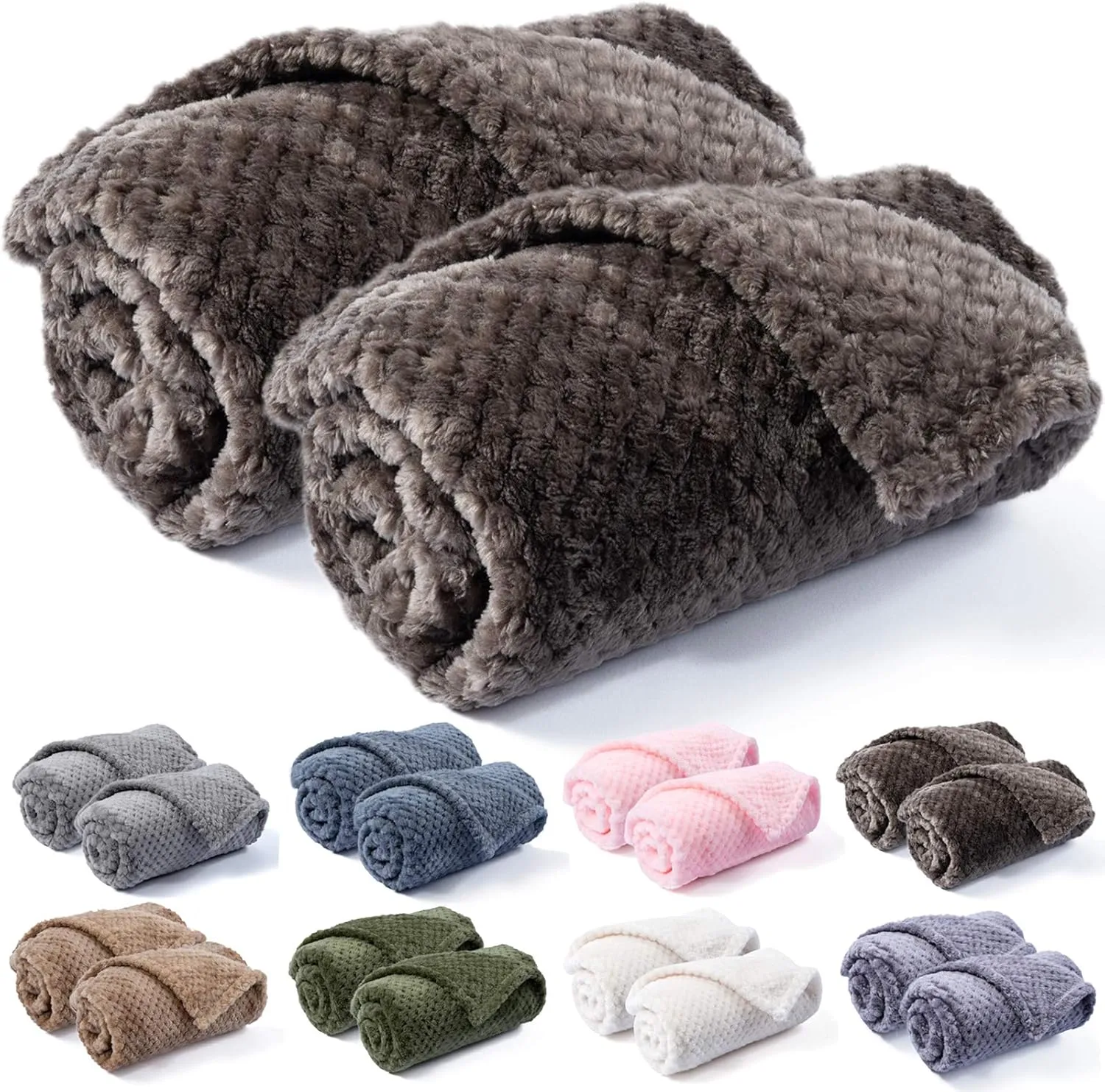 Warm Soft Fuzzy Dog or Cat Blanket, Plush Fleece Throws for Bed, Couch, Sofa, Travel (S/24" x 32", Dark Grey)