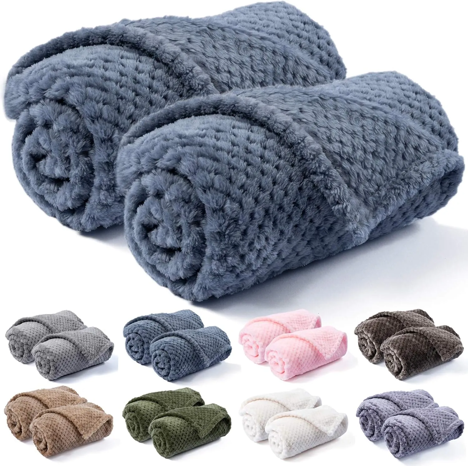 Warm Soft Fuzzy Dog or Cat Blanket, Plush Fleece Throws for Puppy, Kitten, Bed, Couch, Sofa, Travel (S/24" x 32", Blue)