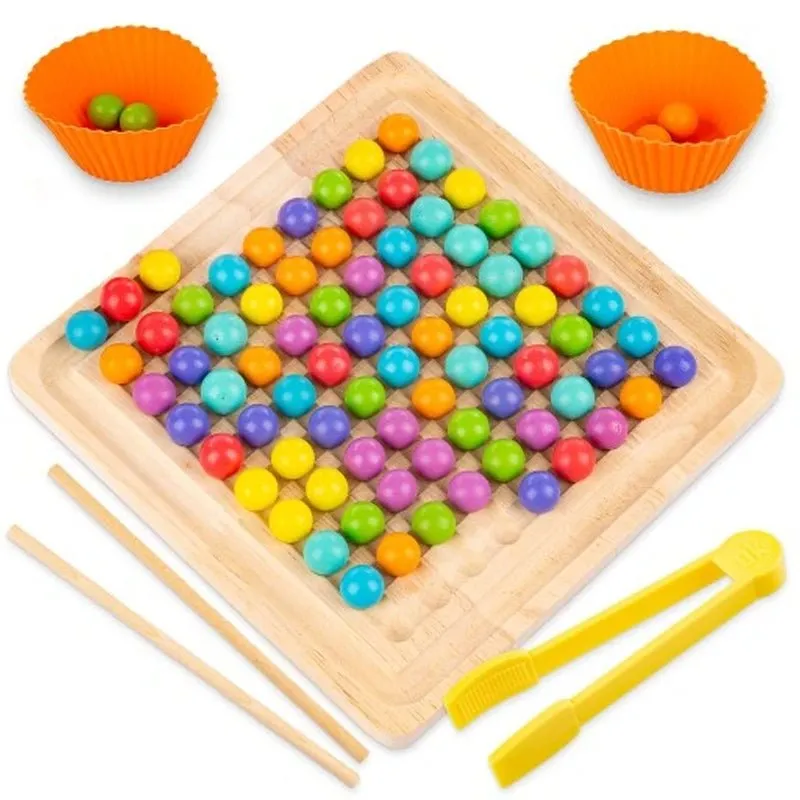 Wooden Puzzle Balls Beads Montessori Learning Colors Counting Game