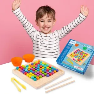 Wooden Puzzle Balls Beads Montessori Learning Colors Counting Game